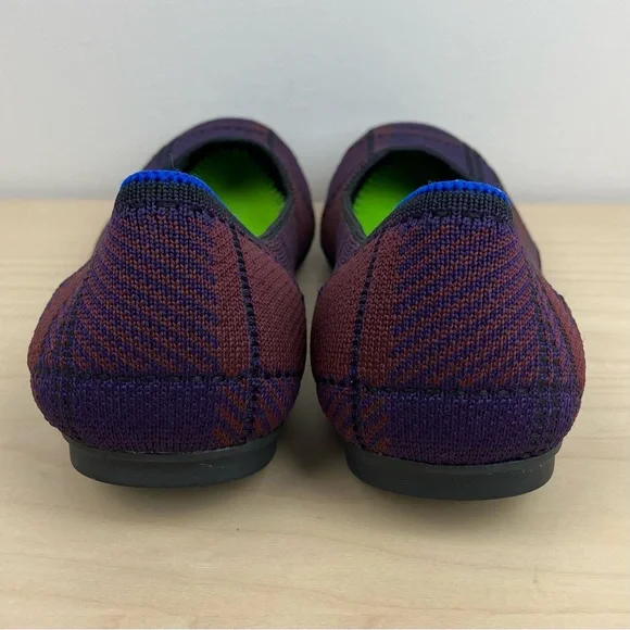 Rothys Women’s Size 8.0 The Square Toe Ballet Flat Cranberry Plaid Slip On Shoes - Picture 8 of 11